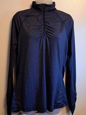 Champion Women's Blue 1/4 Zip Long Sleeve Active Jacket with Ruched Accent